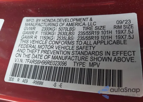 2024 Honda Cr-V Hybrid Sport Touring z USA, uszkodzony, nr VIN 7FARS6H96RE023096